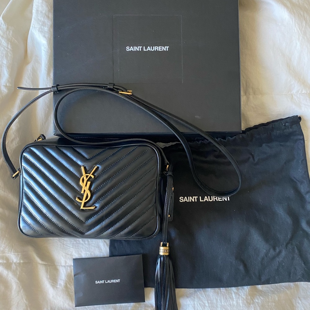 Saint Laurent 2019 Lou Camera Bag. Quilted Black Leather, Gold Hardware